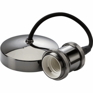 Knightsbridge 6" E27 Vintage Pendant Set - Black Nickel