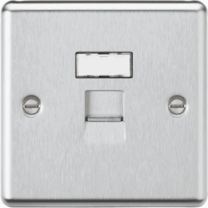 Knightsbridge Brushed Chrome UTP CAT6a RJ45 Network Outlet