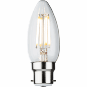 Knightsbridge 230V 4W LED BC Clear Candle Filament Lamp 2700K Dimmable