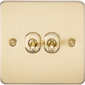 Knightsbridge Brushed Brass 10AX 2G 2-way Toggle Switch