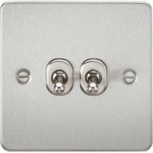 Knightsbridge Flat Plate Brushed Chrome 10AX 2G 2-way Toggle Switch