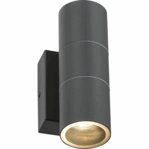 Knightsbridge 230V IP54 GU10 Up and Down Wall Light with Photocell Sensor - Anthracite