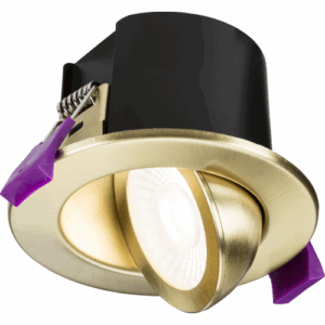 Knightsbridge SpektroLED Evo Tilt Fire Rated IP65 Downlight with 2 x Wattage and 4 x CCT Brushed Brass