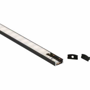 Knightsbridge 1M Aluminium Profile - Surface Mount Flat in Black