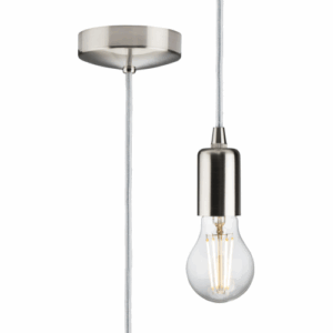 Knightsbridge 1.8m E27 Contemporary Pendant Set - Brushed Chrome