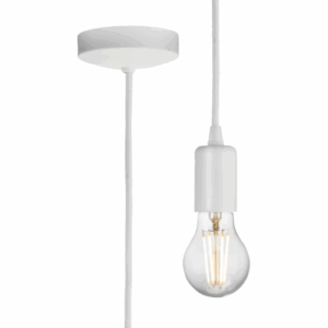 Knightsbridge 1.8m E27 Contemporary Pendant Set - Matt White