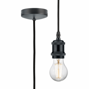 Knightsbridge 1.8m E27 Vintage Pendant Set - Anthracite