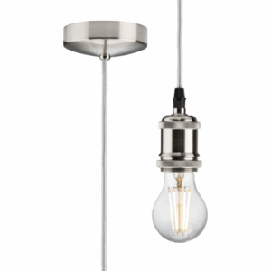 Knightsbridge 1.8m E27 Vintage Pendant Set - Brushed Chrome