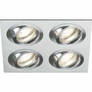 Knightsbridge Ambar Quad Tilt Square Downlight Brushed Chrome