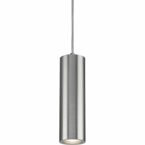 Knightsbridge Dasan Single Long Fixed Round Pendant Brushed Chrome