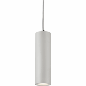 Knightsbridge Dasan Single Long Fixed Round Pendant White