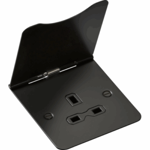 Knightsbridge 13A 1G Unswitched Floor Socket Matt Black with Black Insert
