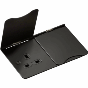 Knightsbridge 13A 2G Unswitched Floor Socket Matt Black with Black Insert