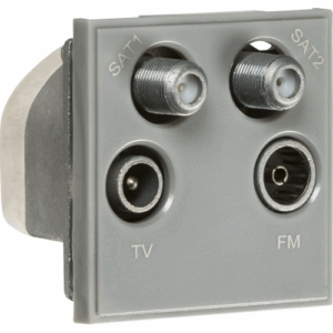 Knightsbridge Quadplexed SAT1/SAT2/TV/FM DAB Outlet Module 50 x 50mm - Grey