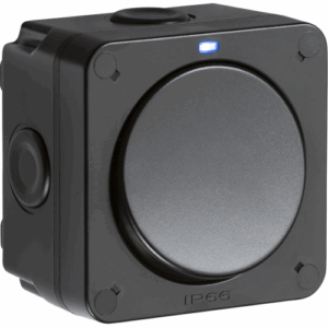 Knightsbridge IP66 20AX 1G SP 2-way switch - Black