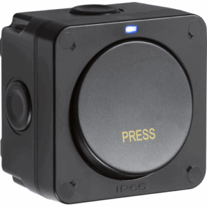 Knightsbridge IP66 20AX 1G 1-way retractive switch - Black