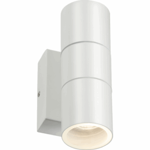 Knightsbridge 230V IP54 GU10 Up and Down Wall Light with Photocell Sensor - White