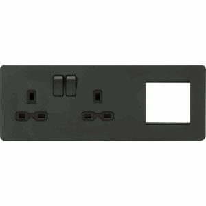 Knightsbridge 13A 2G DP Socket + 2G Mod Plate Anthracite with Black insert