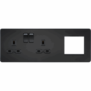 Knightsbridge 13A 2G DP Socket + 2G Mod Plate Matt Black with Black insert