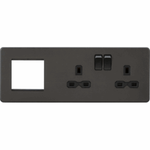 Knightsbridge 13A 2G DP Socket + 2G Modular Combination Plate - Smoked Bronze with Black Insert
