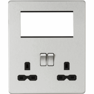 Knightsbridge Small Multi Combination  Plate Brushed Chrome with Black Insert