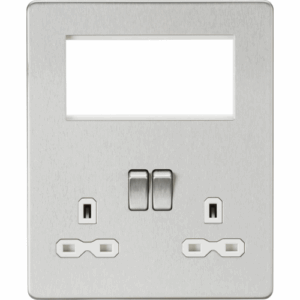 Knightsbridge Small Multi Combination  Plate Brushed Chrome with White Insert