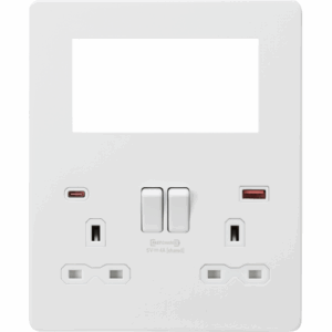 Knightsbridge Small Multi Combo Plate + Dual USB A+C 12V DC 1.5A (Max. 18W) Matt White w/White Insert
