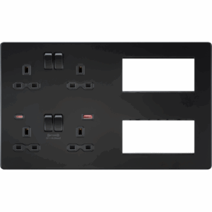 Knightsbridge Multi Combo Plate + Dual USB A+C 12V DC 1.5A (Max. 18W) Matt Black w/Black Insert
