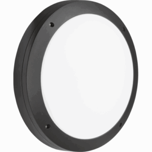 Knightsbridge 230V IP65 18W LED Round Bulkhead CCT with Emergency Black