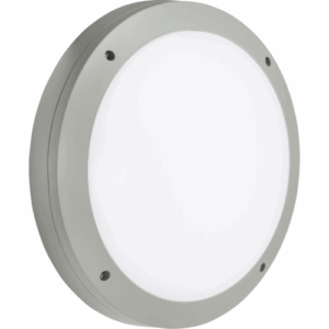 Knightsbridge 230V IP65 18W LED Round Bulkhead CCT with Emergency & Microwave Sensor Grey