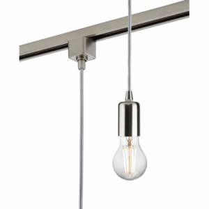 Knightsbridge 230V 1.8M E27 Contemporary Track Pendant - Brushed Chrome