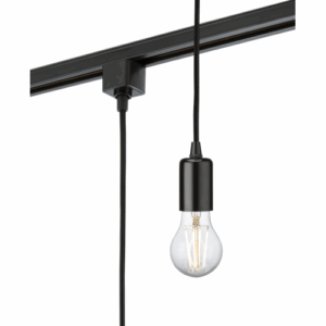 Knightsbridge 230V 1.8M E27 Contemporary Track Pendant - Black