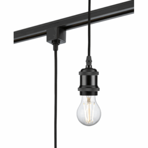 Knightsbridge 230V 1.8M E27 Vintage Track Pendant - Black