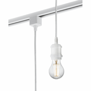 Knightsbridge 230V 1.8M E27 Vintage Track Pendant - White