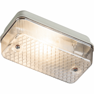 Knightsbridge 230V IP65 100W max (ES) E27 Bulkhead with Clear Prismatic Diffuser and White Aluminium Base