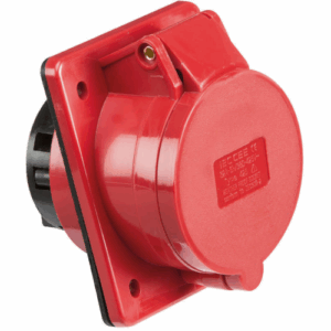 Knightsbridge 415V IP44 32A Angled Panel Mount Socket 3P+N+E