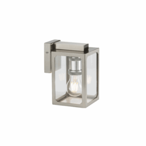 Knightsbridge 230V IP23 E27 Wall Lantern Brushed Chrome