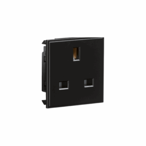 Knightsbridge 13A 1G unswitched socket module 50 x 50mm - black