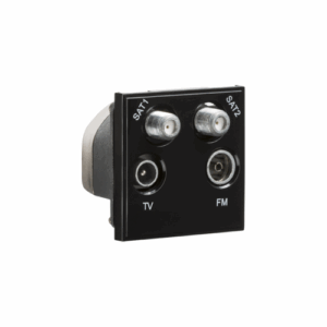 Knightsbridge Quadplexed SAT1/SAT2/TV/FM DAB Outlet Module 50 x 50mm - Black