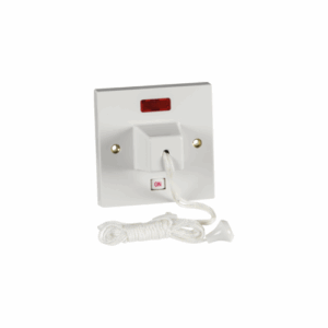 Knightsbridge 45A DP Pull Cord Switch with Neon and Mechanical On/Off