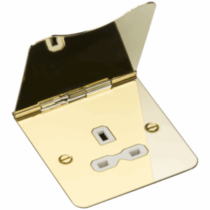 Knightsbridge 13A 1G Unswitched Floor Socket Polished Brass with White Insert