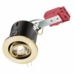 Knightsbridge 230V IP20 50W GU10 IC Fire-Rated Tilt Downlight Brass