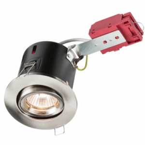 Knightsbridge 230V IP20 50W GU10 IC Fire-Rated Tilt Downlight Brushed Chrome