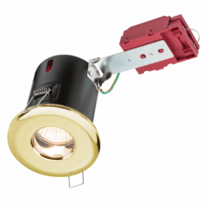 Knightsbridge 230V IP65 GU10 IC Fire-Rated Shower Downlight Brass