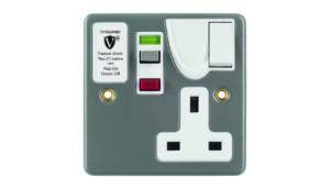 Timeguard Valiance+ RCD Protected Single Gang Metal Switched Socket Passive