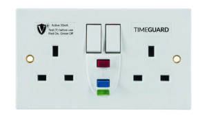 Timeguard Valiance+ RCD Protected Double Gang White Switched Socket Active