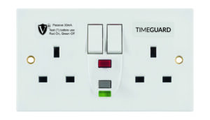 Timeguard Valiance+ RCD Protected Double Gang White Switched Socket Passive