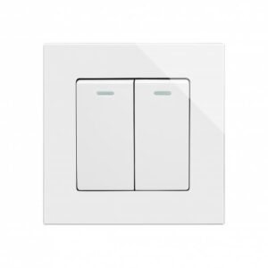 Retrotouch Crystal Mechanical Light Switch 2 Gang Intermediate (White PG)