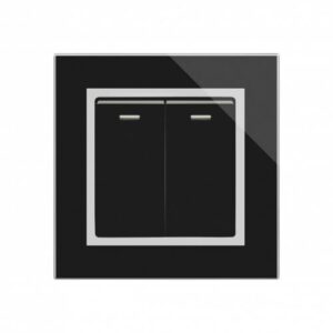 Retrotouch Crystal Mechanical Light Switch 2 Gang Intermediate (Black CT)