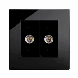 Retrotouch Crystal Dual Tv Socket (Black PG)